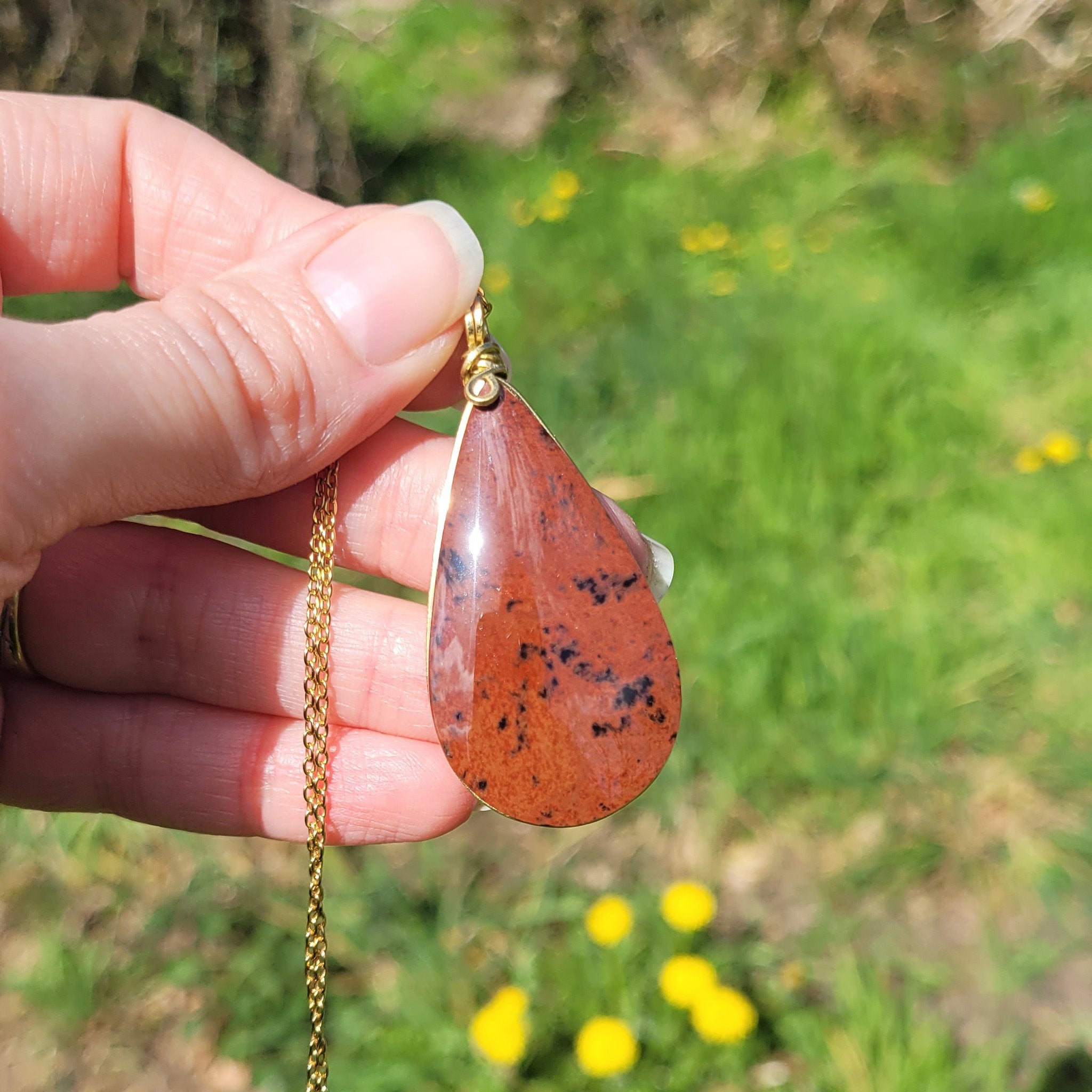 Pendentif en obsidienne acajou – 5,3 cm