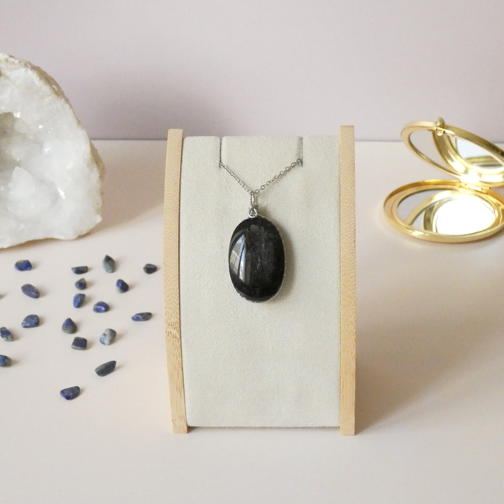 Pendentif en obsidienne argentée – 4,4 cm