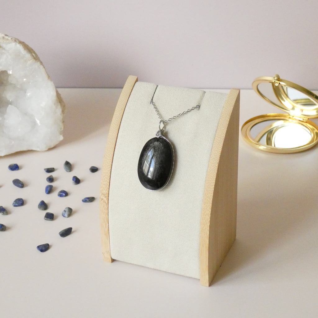 Pendentif en obsidienne argentée – 4,4 cm