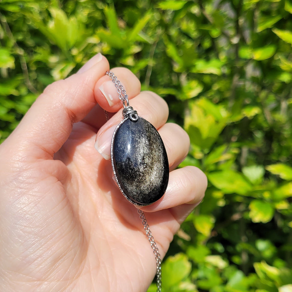 Pendentif en obsidienne argentée – 4,4 cm