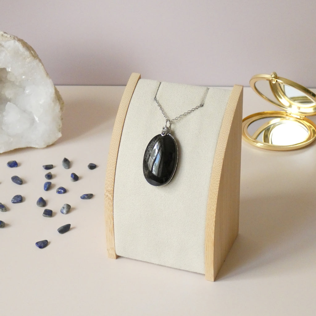 Pendentif en obsidienne argentée – 4,4 cm