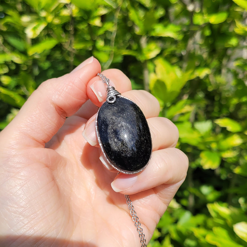 Pendentif en obsidienne argentée – 4,4 cm