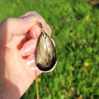 Pendentif obsidienne dorée 4,3 cm bélière dorée
