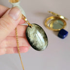 Pendentif obsidienne dorée 4 cm bélière dorée