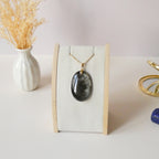 Pendentif obsidienne dorée 4 cm bélière dorée