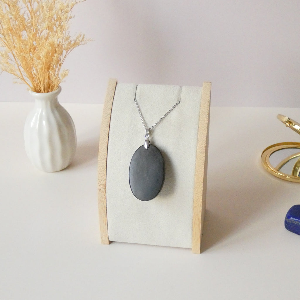 Pendentif obsidienne dorée 4 cm bélière argentée