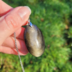Pendentif en obsidienne dorée 4,3 cm bélière argentée