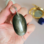 Pendentif en obsidienne dorée 4,3 cm bélière argentée