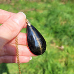 Pendentif en obsidienne dorée bélière dorée – 4,4 cm