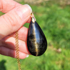 Pendentif en obsidienne dorée bélière dorée – 4,4 cm