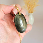 Pendentif en obsidienne dorée bélière dorée – 4,2 cm