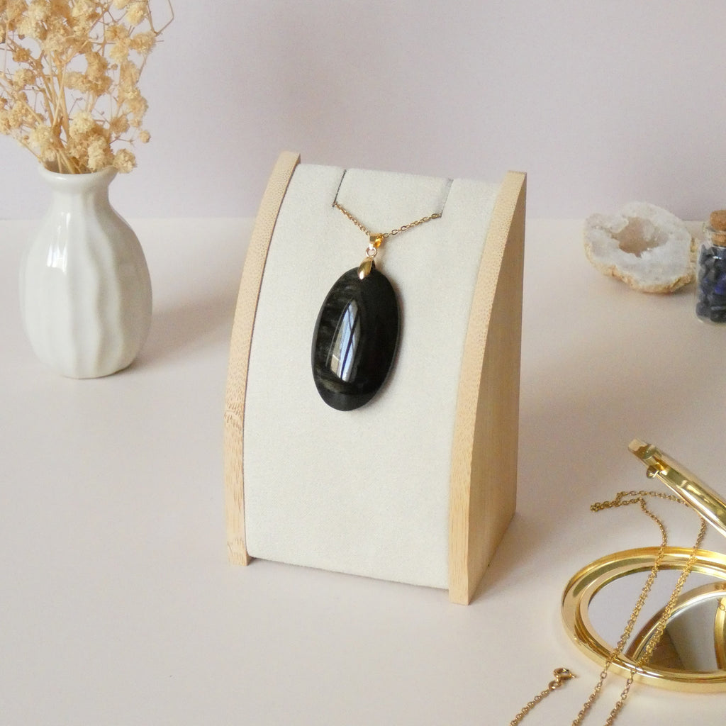 Pendentif en obsidienne dorée bélière dorée – 4,1 cm