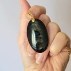 Pendentif en obsidienne dorée bélière dorée – 4,1 cm