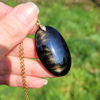 Pendentif en obsidienne dorée bélière dorée – 4,1 cm