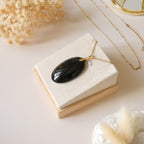 Pendentif en obsidienne dorée bélière dorée – 4,1 cm