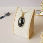 Pendentif obsidienne dorée 6,2 cm wire wrapping doré