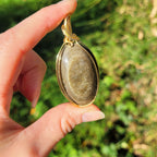 Pendentif obsidienne dorée 6,2 cm wire wrapping doré