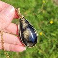 Pendentif en obsidienne dorée – 6,2 cm – Wire wrapping