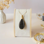 Pendentif en obsidienne dorée – 6,2 cm – Wire wrapping