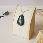 Pendentif obsidienne manta huichol 4 cm bélière argentée