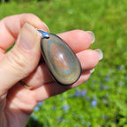 Pendentif obsidienne manta huichol double face 3,5 cm