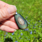 Pendentif obsidienne manta huichol double face 3,5 cm