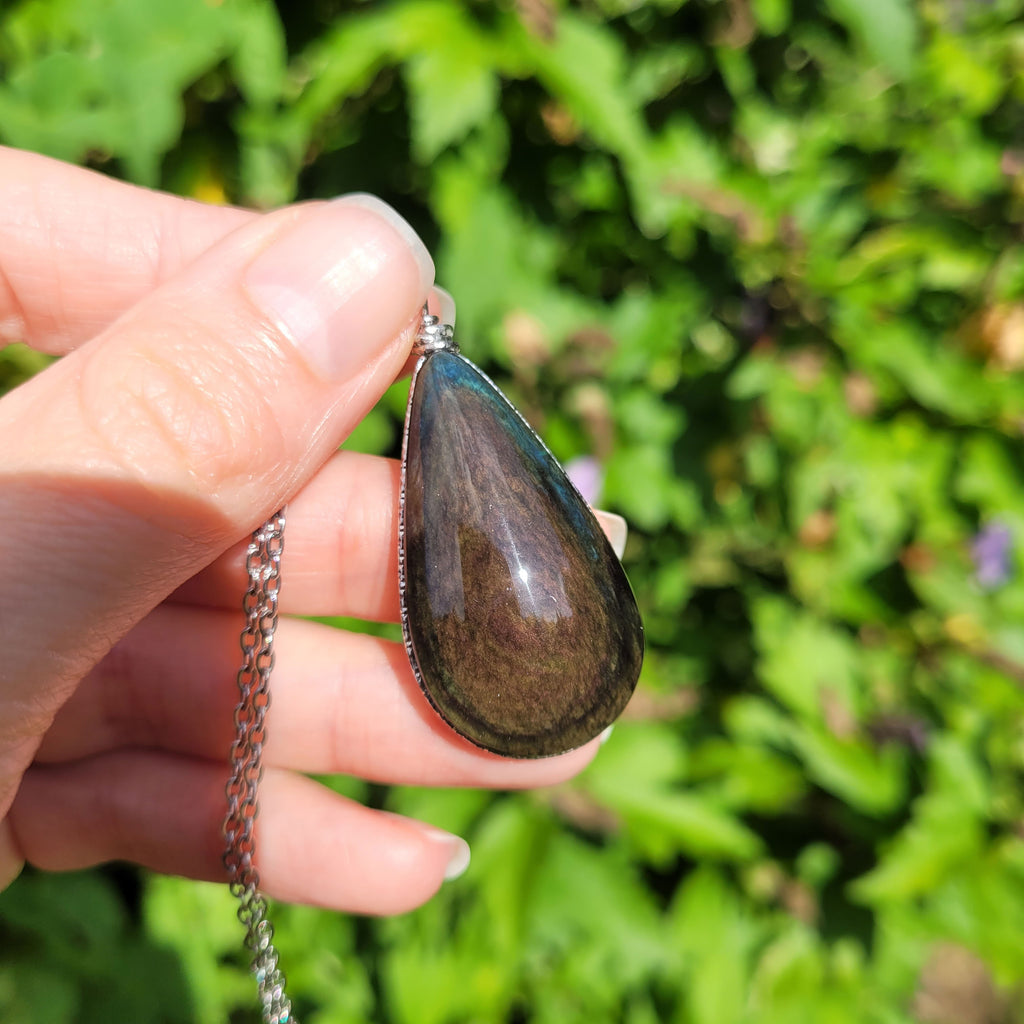 Pendentif obsidienne manta huichol 4,8 cm wire wrapping