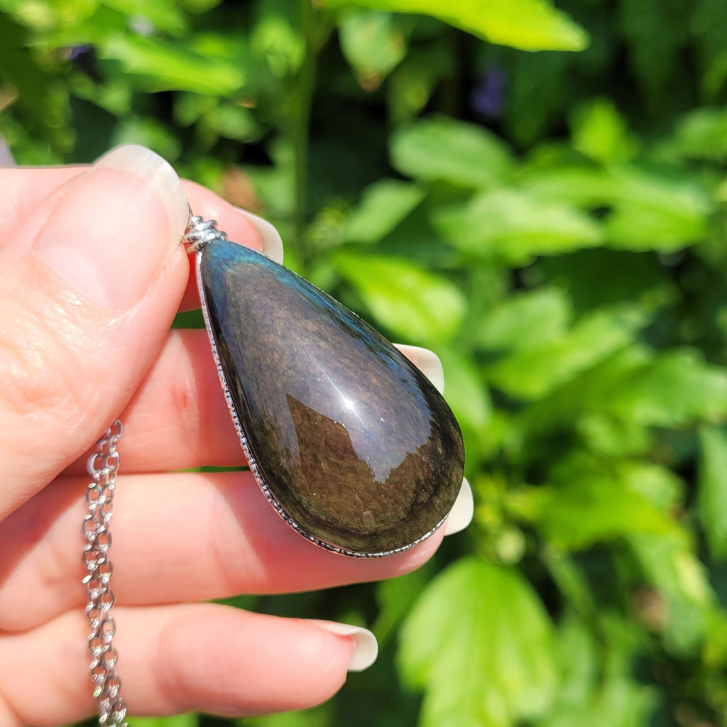 Pendentif obsidienne manta huichol 4,8 cm wire wrapping