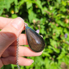 Pendentif obsidienne manta huichol 4,8 cm wire wrapping