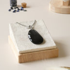 Pendentif en obsidienne oeil céleste 3,7 cm bélière argentée