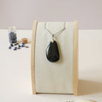 Pendentif en obsidienne oeil céleste 3,7 cm bélière argentée