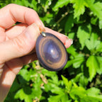 Pendentif en obsidienne oeil céleste 4 cm bélière dorée