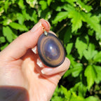 Pendentif en obsidienne oeil céleste 4 cm bélière dorée