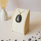 Pendentif en obsidienne oeil céleste 4 cm bélière dorée