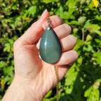 Pendentif en obsidienne oeil céleste 4,5 cm bélière dorée