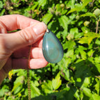 Pendentif en obsidienne oeil céleste 4,5 cm bélière dorée