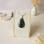 Pendentif en obsidienne oeil céleste 4,5 cm bélière dorée