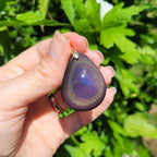 Pendentif en obsidienne oeil céleste 3,6 cm bélière dorée