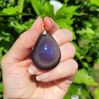 Pendentif en obsidienne oeil céleste 3,6 cm bélière dorée