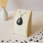 Pendentif en obsidienne oeil céleste 3,6 cm bélière dorée