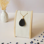 Pendentif en obsidienne oeil céleste 3,6 cm bélière dorée