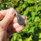 Pendentif obsidienne oeil céleste 4,5 cm wire wrapping