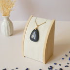 Pendentif en obsidienne oeil céleste 3,6 cm bélière dorée