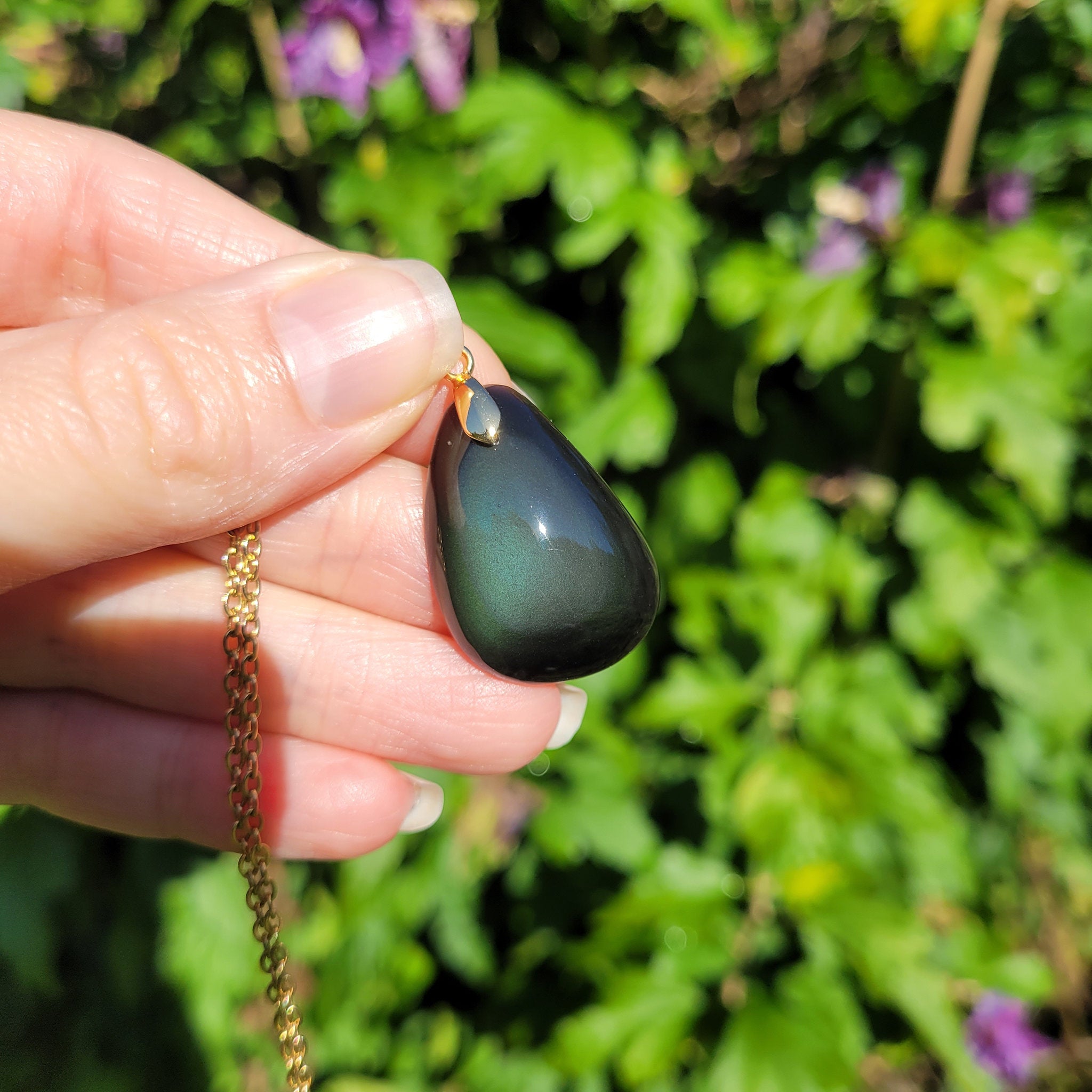 Pendentif en obsidienne oeil céleste 2,9 cm