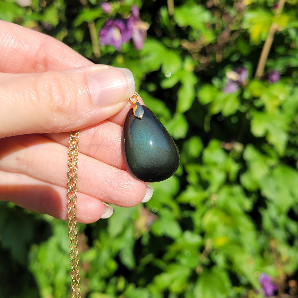 Pendentif en obsidienne oeil céleste 2,9 cm