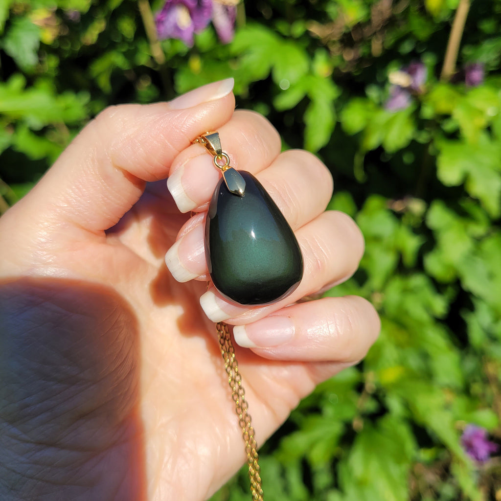 Pendentif en obsidienne oeil céleste 2,9 cm