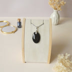 Pendentif en obsidienne oeil céleste 2,9 cm bélière argentée