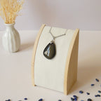 Pendentif en obsidienne oeil céleste 3,3 cm bélière argentée