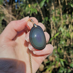 Pendentif obsidienne œil céleste 3,8 cm, bélière dorée