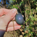 Pendentif obsidienne œil céleste 3,8 cm, bélière dorée